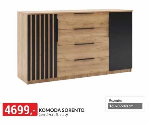 KOMODA SORENTO černá/craft zlatý