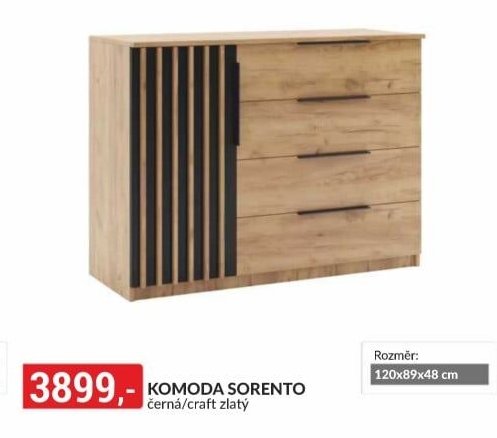 KOMODA SORENTO černá/craft zlatý