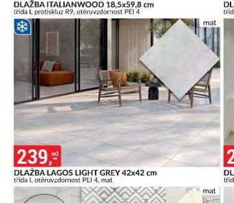 DLAŽBA LAGOS LIGHT GREY 42x42 cm