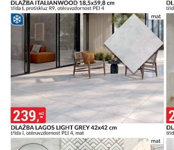 DLAŽBA LAGOS LIGHT GREY 42x42 cm