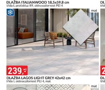DLAŽBA LAGOS LIGHT GREY 42x42 cm