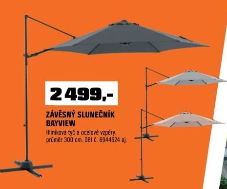Slunečník Bayview 3 m kulatý antracitový
