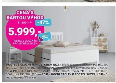 POSTEL S ÚLOŽNÝM PROSTOREM NIZZA