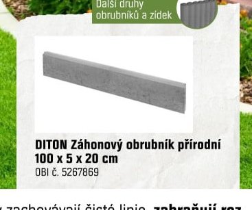 DITON Záhonový obrubník přírodní 100 x 5 x 20 cm
