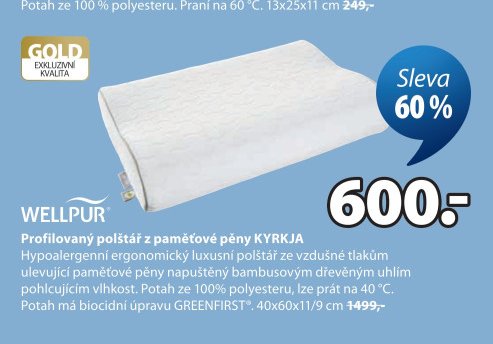 Profilovaný polštář z paměťové pěny KYRKJA