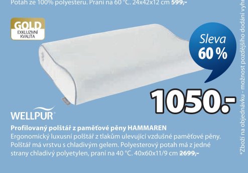 Profilovaný polštář z paměťové pěny HAMMAREN