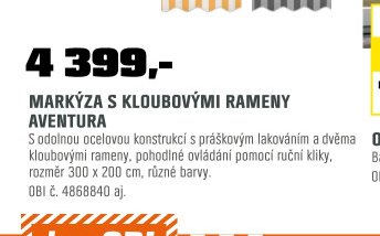 MARKÝZA S KLOUBOVÝMI RAMENY AVENTURA