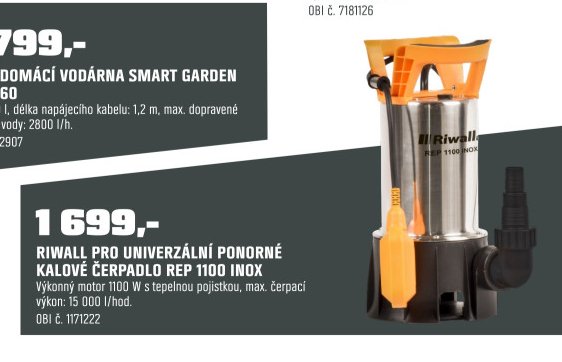 RIWALL PRO UNIVERZÁLNÍ PONORNÉ KALOVÉ ČERPADLO REP 1100 INOX
