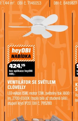 VENTILÁTOR SE SVĚTLEM CLOVELLY