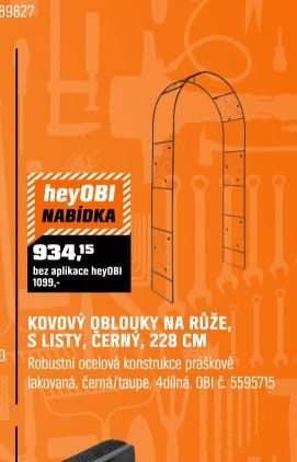 KOVOVÝ OBLOUKY NA RŮŽE, S LISTY, 228 CM