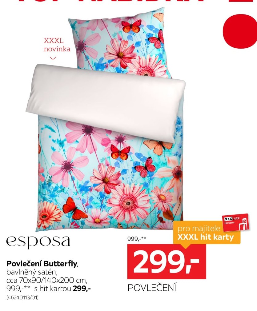 Povlečení Butterfly, bavlněný satén, cca 70x90/140x200 cm