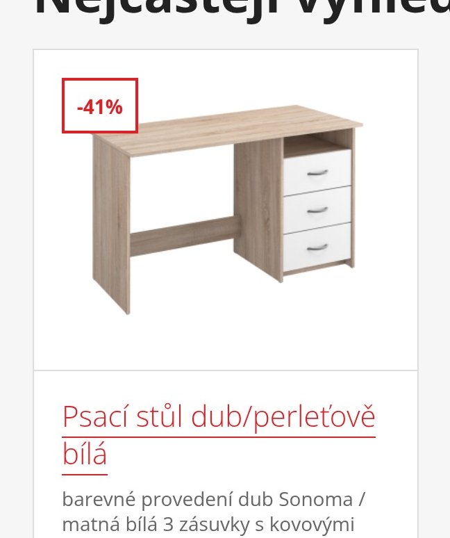 Psací stůl dub/perleťově bílá