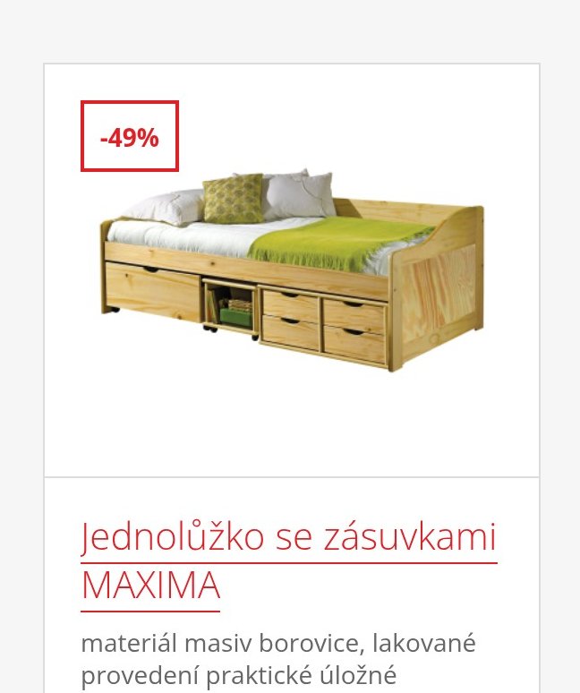 Jednolůžko se zásuvkami MAXIMA