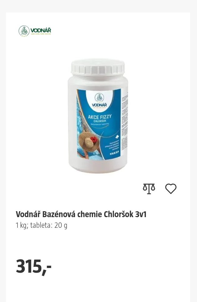 Vodnář Bazénová chemie Chloršok 3v1