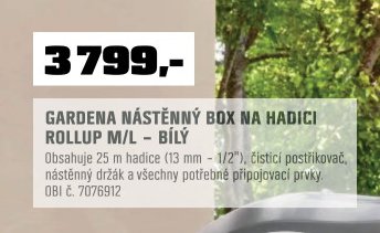 GARDENA NÁSTĚNNÝ BOX NA HADICI ROLLUP M/L – BÍLÝ