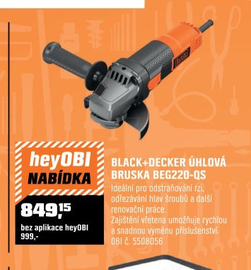BLACK+DECKER ÚHLOVÁ BRUSKA BEG220-QS