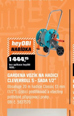 GARDENA VOZÍK NA HADICI CLEVERROLL S - SADA 1/2