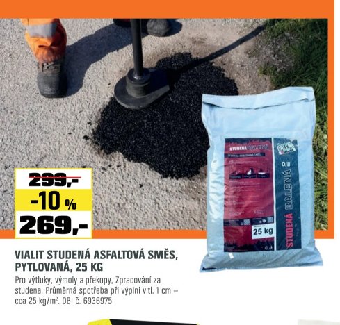 VIALIT STUDENÁ ASFALTOVÁ SMĚS, PYTLOVANÁ, 25 KG