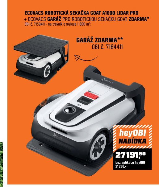 ECOVACS ROBOTICKÁ SEKAČKA GOAT A1600 LIDAR PRO + GARÁŽ ZDARMA