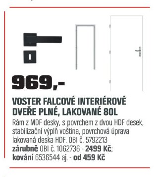 VOSTER FALCOVÉ INTERIÉROVÉ DVEŘE PLNÉ, LAKOVANÉ 80L