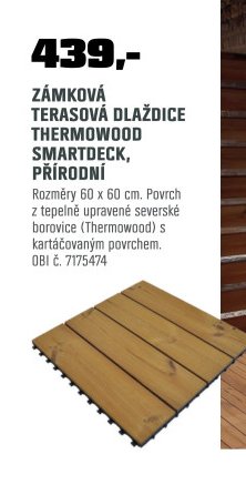 Zámková terasová dlaždice Thermowood Smartdeck, přírodní
