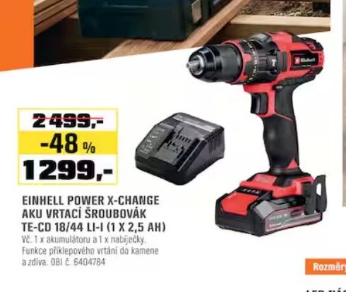 Einhell Power X-Change AKU vrtací šroubovák TE-CD 18/44 Li-i