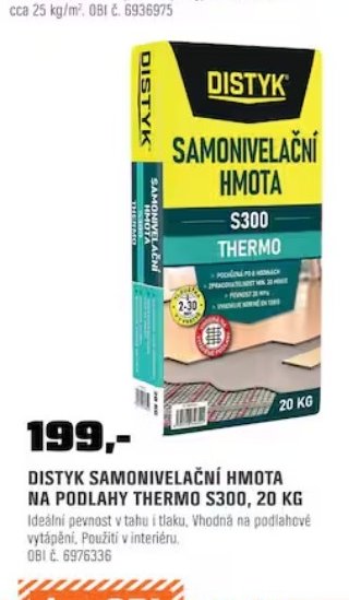 DISTYK SAMONIVELAČNÍ HMOTA NA PODLAHY THERMO S300, 20 KG