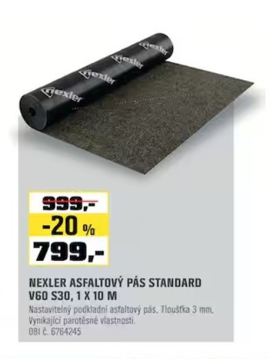 NEXLER ASFALTOVÝ PÁS STANDARD V60 S30, 1 X 10 M
