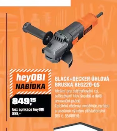 BLACK+DECKER ÚHLOVÁ BRUSKA BEG220-QS