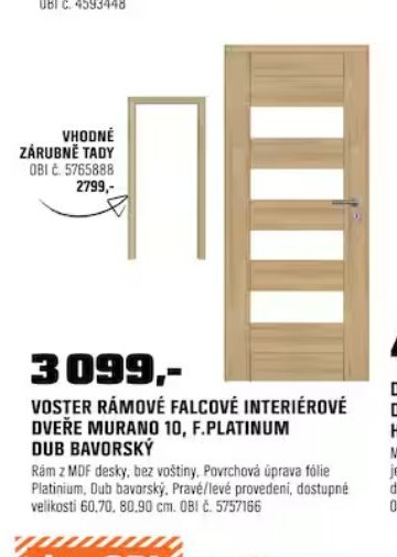 VOSTER RÁMOVÉ FALCOVÉ INTERIÉROVÉ DVEŘE MURANO 10, F.PLATINUM DUB BAVORSKÝ