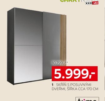 Skříň s posuvnými dveřmi, šířka cca 170 cm