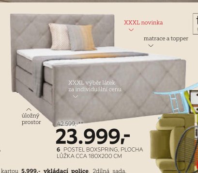 Postel boxspring, plocha lůžka cca 180x200 cm