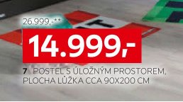 POSTEL S ÚLOŽNÝM PROTOREM, PLOCHA LŮŽKA CCA 90X200 CM