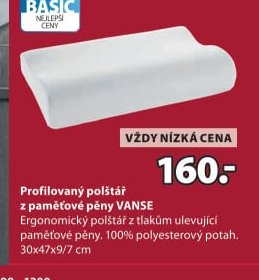 Profilovaný polštář z paměťové pěny VANSE