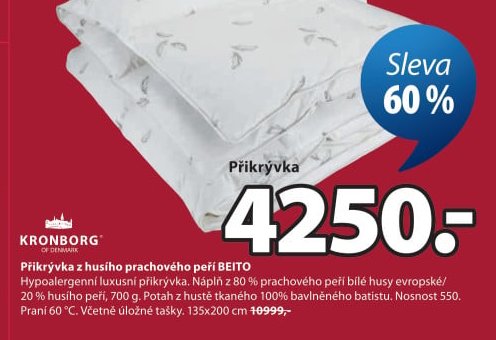Přikrývka z husího prachového peří BEITO