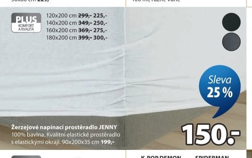 Žerzejové napínací prostěradlo JENNY