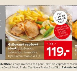 Grilovaný vepřový steak s dušenou zeleninou