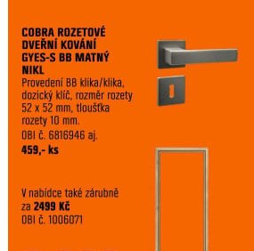 Cobra rozetové dveřní kování Gyes-S BB matný nikl