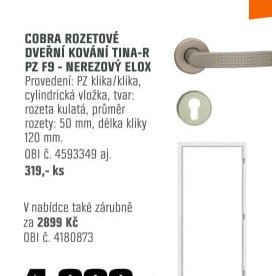 Cobra rozetové dveřní kování Tina-R PZ - nerezový elox
