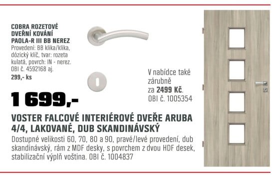 VOSTER FALCOVÉ INTERIÉROVÉ DVEŘE ARUBA 4/4, LAKOVANÉ, DUB SKANDINÁVSKÝ