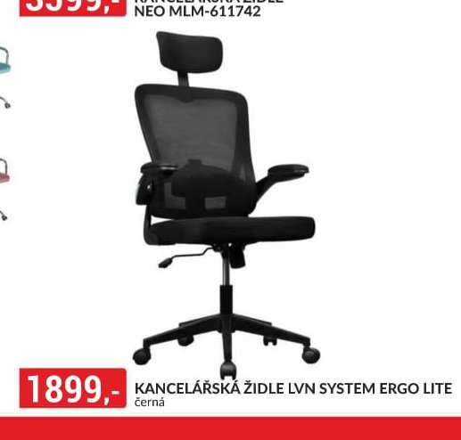 KANCELÁŘSKÁ ŽIDLE LVN SYSTEM ERGO LITE černá