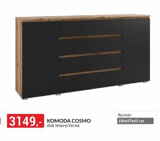KOMODA COSMO dub tmavý/černá