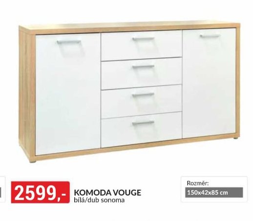 KOMODA VOUGE bílá/dub sonoma