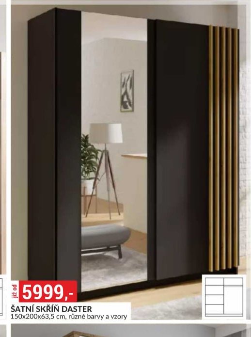 ŠATNÍ SKŘÍŇ DASTER 150x200x63,5 cm, různé barvy a vzory