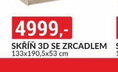 SKŘÍŇ 3D SE ZRCADLEM 133x190,5x53 cm