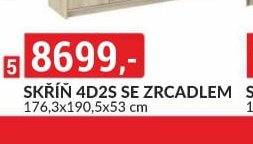 SKŘÍŇ 4D2S SE ZRCADLEM 176,3x190,5x53 cm
