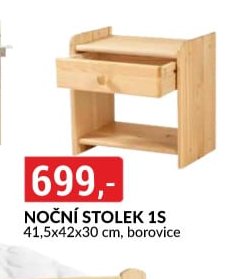 NOČNÍ STOLEK 1S 41,5x42x30 cm, borovice