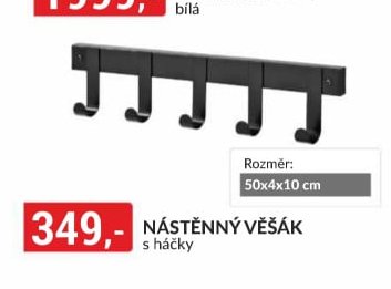 NÁSTĚNNÝ VĚŠÁK s háčky