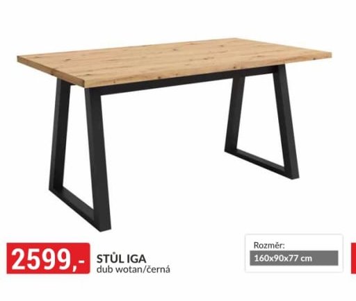 STŮL IGA dub wotan/černá