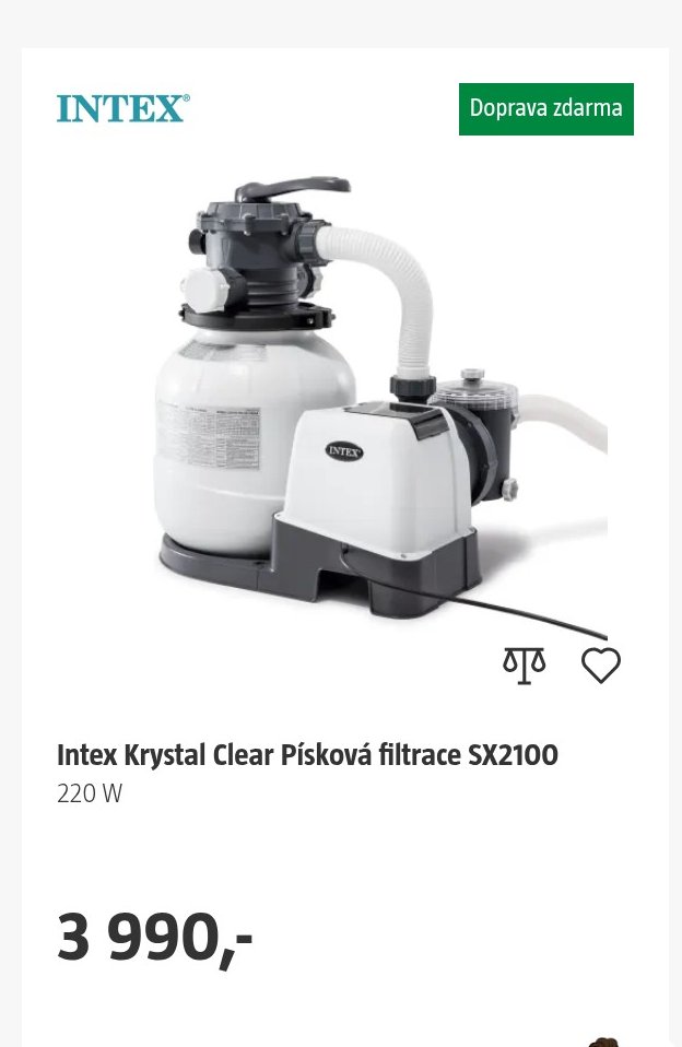 Intex Krystal Clear Písková filtrace SX2100